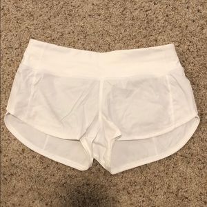 White Lululemon Speed Up Shorts